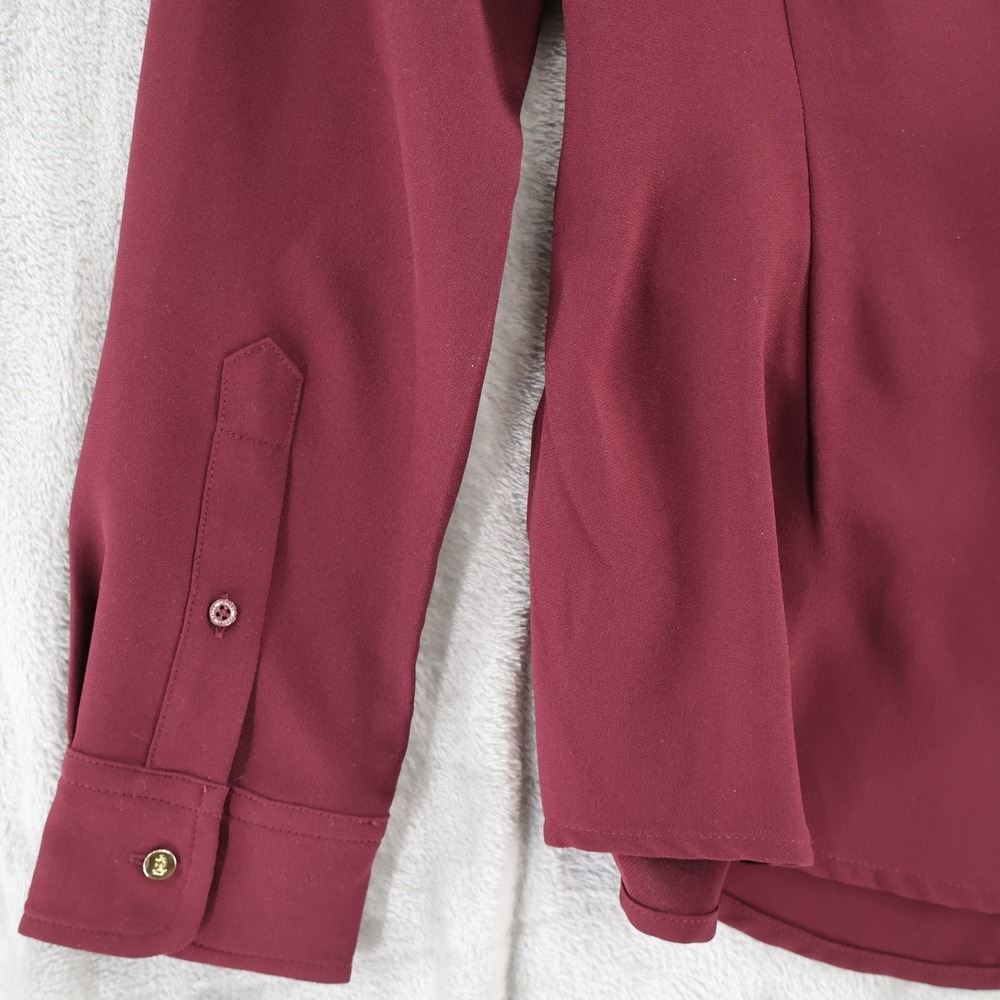 Lauren Ralph Lauren Buckle Trim Top Women 8 Maroon Equestrian Old Money $195 NWT - Picture 7 of 16